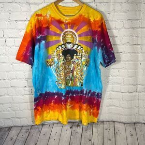 Jimi Hendrix Experience Tye Dye Tshirt Band Tee Concert Shirt S/M Liquid Blue